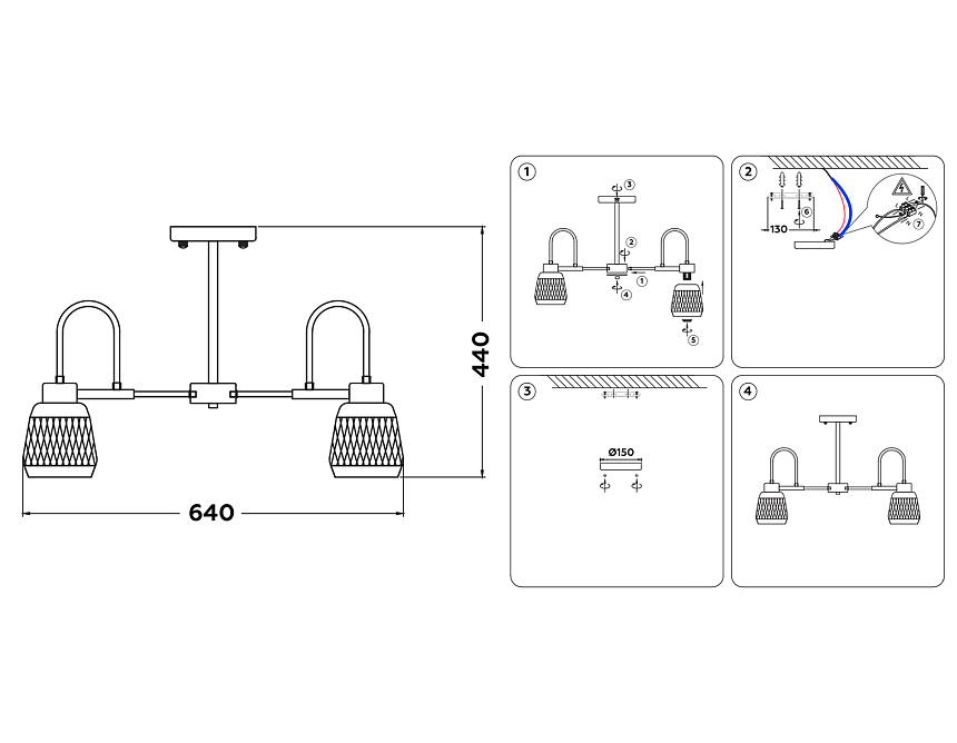 TR8002/5 SB/BK бронза/черный E27 max 40W D640*440